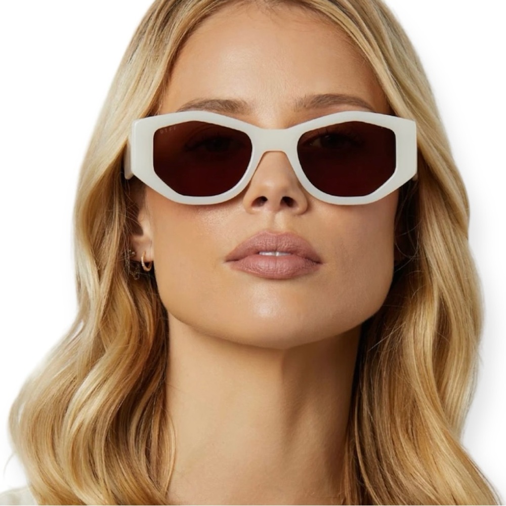 DIFF Zoe Sunglasses Meringue Frame Brown Lenses Geometric Shape NWT